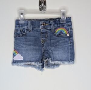Cat & Jack Denim Embroidered Rainbow Shorts 18m